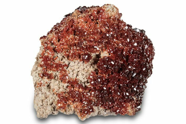 Glittering, Ruby Red Vanadinite Crystals on Barite - Morocco #278238